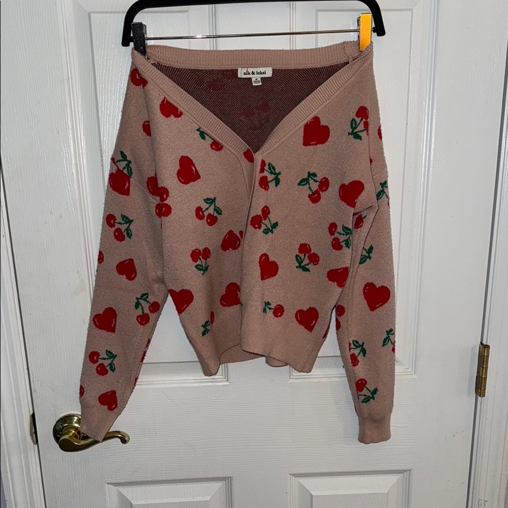 Ali & Kris Red and Pink Heart Cardigan Sweater